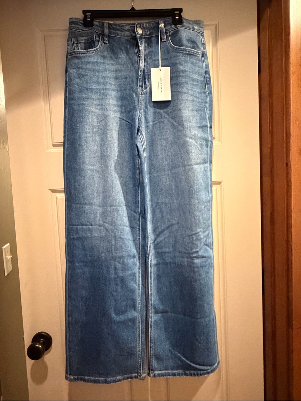 Flying Monkey Medium Light Blue High-Rise Wide Leg Jeans